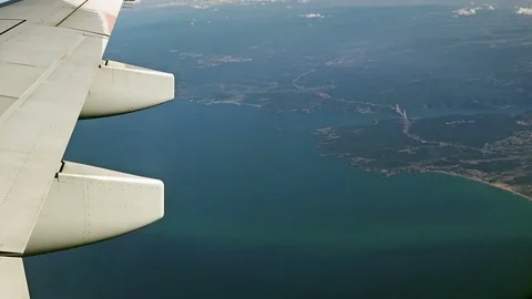 View of Istanbul from the window of the plane, Turkey Stock Footage 81685976
