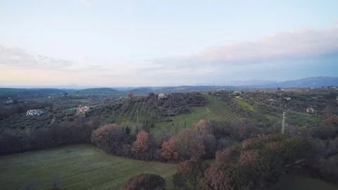View of italian landscape at sunset Stock Footage 84730301