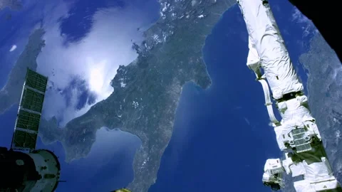 View of Italy from the Space Station Stockbeeldmateriaal 250281630