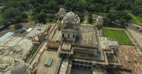 View of jaipur albert hall and a large flock of birds. Stock Footage