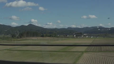 View from Japanese bullet train Stock Footage 230697327