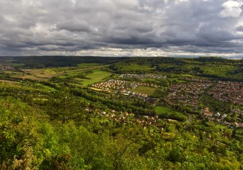 View at Jena while summer close to autumn at day from kernberge Stock Photos