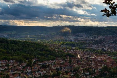 View at Jena while summer close to autumn at day from kernberge Stock Photos