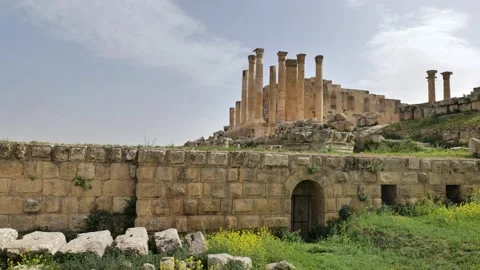 View of Jerash Roman ruins in Jordan Stock Footage 324683021