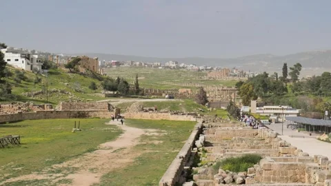View of Jerash Roman ruins in Jordan Stock Footage 324683029