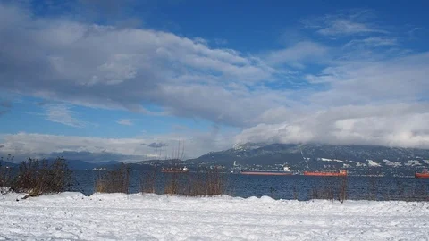 A view of Jericho beach after a snow fall. Stock Footage 123022476
