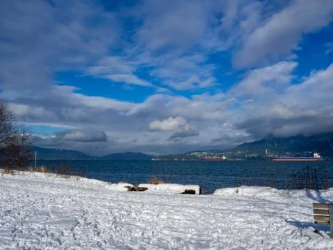 A view of Jericho beach　after a snow fall. Fotos de archivo