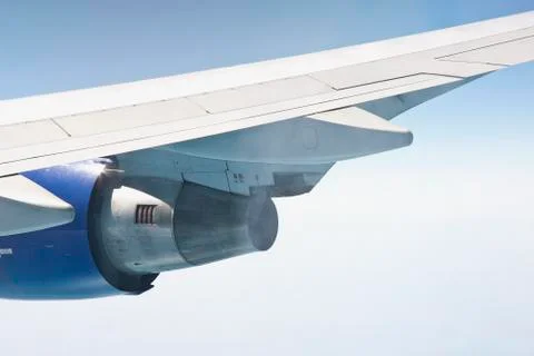 View of jet plane wing Stock Photos