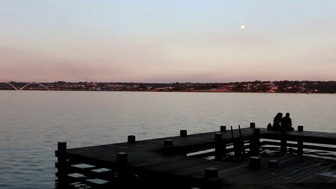 View of the JK Bridge from Asa Delta at Sunset Stock Footage 112359661