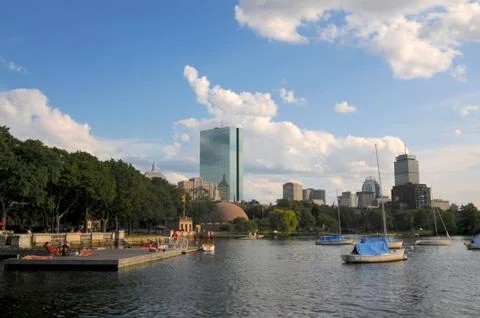 View on John Hancock Tower and Charles River in Boston Stock-Fotos