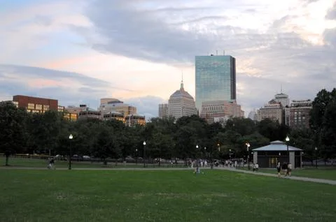 View of John Hancock Tower from Common Park Stock Photos
