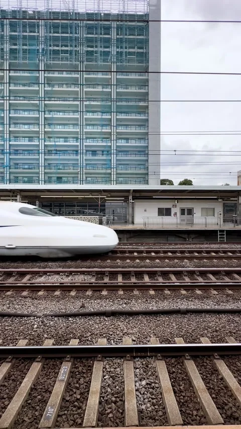 A view of the JR Shinkansen passing through Odawara Station Stock Footage 279024685