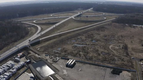 View of the junction of the ring road. Aerial survey Stock Footage 113529827