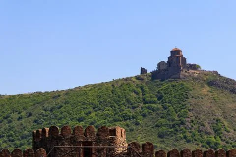 View on the Jvari monastery, orthodox monastery of the 6th century Stock Photos
