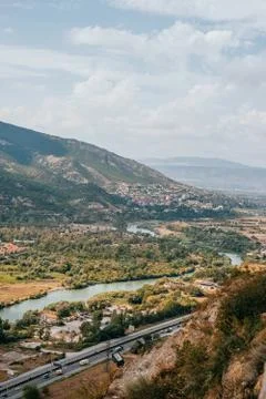 View from Jvari Monastery Stock Photos