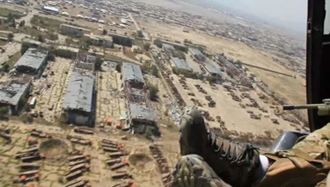 View of Kabul from Huey helicopter(HD) C Stock Footage