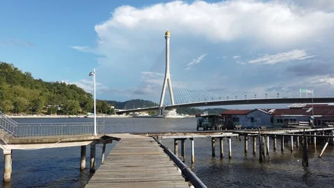 View of Kampung Ayer Stock Footage 101091368