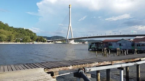 View of Kampung Ayer or water village Stock Footage 101091411