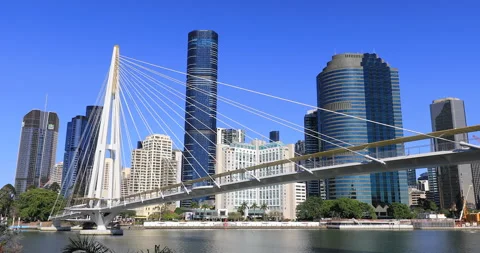 View of Kangaroo Point Bridge and Brisbane CBD, Brisbane, QLD,2025/10/08 Stock Footage 320198258