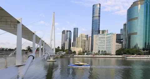 View of Kangaroo Point Bridge and Brisbane CBD, Brisbane, QLD,2025/10/08 Stock Footage 320198263
