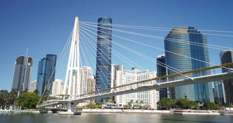 View of Kangaroo Point Bridge and Brisbane CBD, Brisbane, QLD,2025/10/08 Stock Footage 320198396