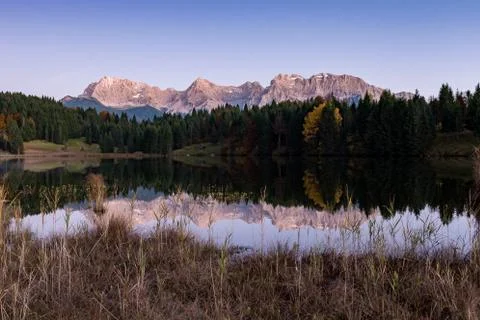 View to the Karwendel from the Geroldsee Stock Photos