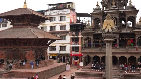 View of Kathmandu Durbar Square and traditional temples, Nepal. Video stock 335470200