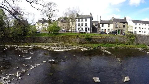 View of Kendal and river Kent Stock Footage 77886912