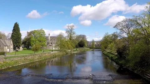 View of Kendal and river Kent Stock Footage 77886928