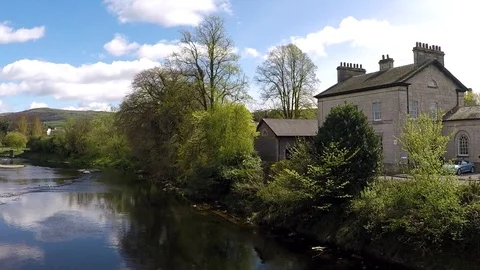View of Kendal and river Kent Stock Footage 77887292