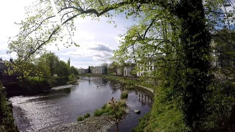 View of Kendal and river Kent Stock Footage 77887761