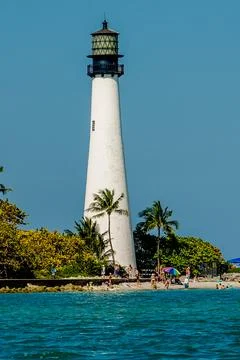 View of the Key Biscayne lighthouse from the water Stock Photos