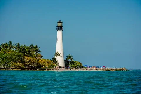 View of the Key Biscayne lighthouse from the water Stock Photos