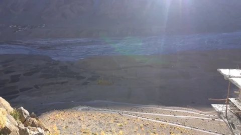 View from Key Monastery - spiti valley Stock Footage 83250396