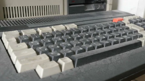 The view of the keyboard on the old-style computer Stock Footage 90444145