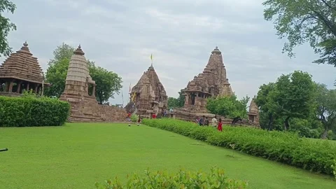A view of  Khajuraho Group of Monuments, a UNESCO World heritage site 库存影片 333546997