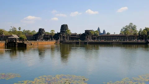 View of the Khmer Angkor Wat temples at Siem Reap in Cambodia Stock-Footage 100310711