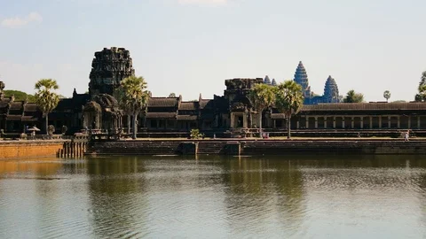 View of the Khmer Angkor Wat temples at Siem Reap in Cambodia 스톡 동영상 101044039