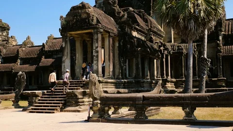 View of the Khmer Angkor Wat temples at Siem Reap in Cambodia Stock-Footage 101044335