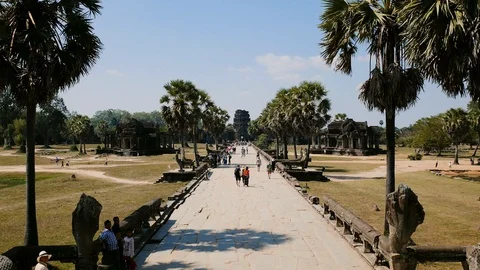 View of the Khmer Angkor Wat temples at Siem Reap in Cambodia 스톡 동영상 101050315