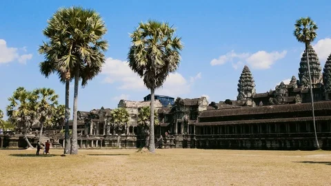 View of the Khmer Angkor Wat temples at Siem Reap in Cambodia 스톡 동영상 101050410