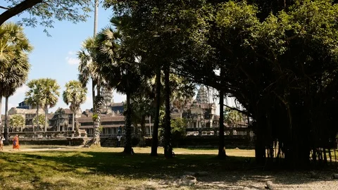 View of the Khmer Angkor Wat temples at Siem Reap in Cambodia 스톡 동영상 101050526