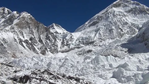 View of Khumbu glacier from Everest base camp Stockbeeldmateriaal 74467417