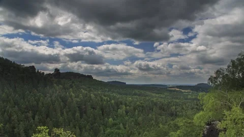 View from the Kleinhennersdorfer Stein,4k,timelapse Stock Footage 230856913