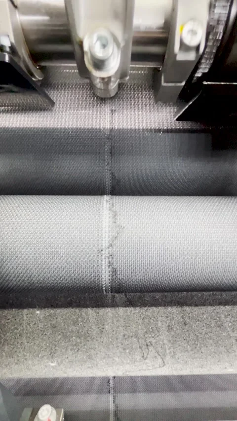 A view of knitting defects on the fabric of a thread break Stock Footage 274125476