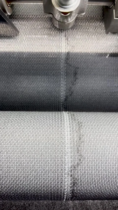 A view of knitting defects on the fabric of a thread break Stock Footage 274125547