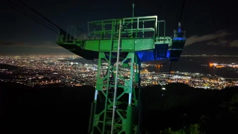 A view of Kobe's night skyline from the cable car Video stock 327073089