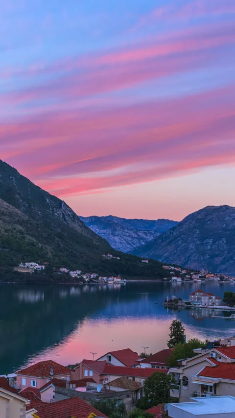 View to Kotor Bay Stock Footage 293155206