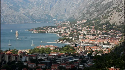 View of Kotor, pan left Stock Footage 32892990