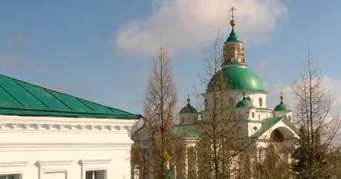 View of Kremlin and Cathedral in the town of Rostov, Russia Stock Footage 87718667
